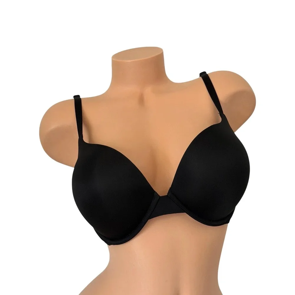 Victoria's Secret 36D T-shirt Bombshell Add 2 Cups Push Up Plunge Bra Black